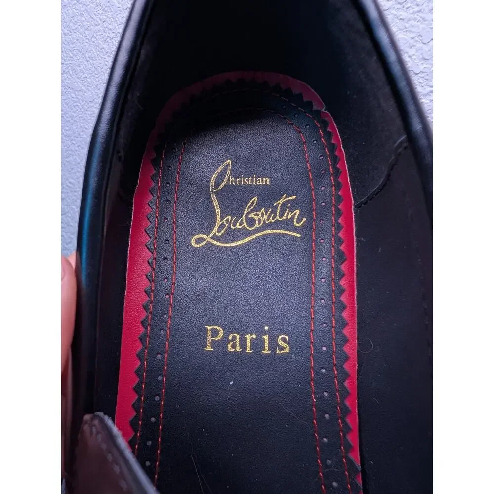 Christian Louboutin MJ Moc Men's 41 US 8 Black Leather Gold Chain Loafers $1195
